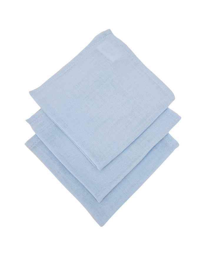 Mousseline Luiers 30 x 30 cm, 3 stuks, Blauw