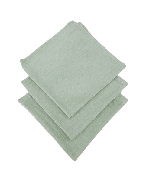Langes en mousseline 30 x 30 cm, 3 pièces, menthe