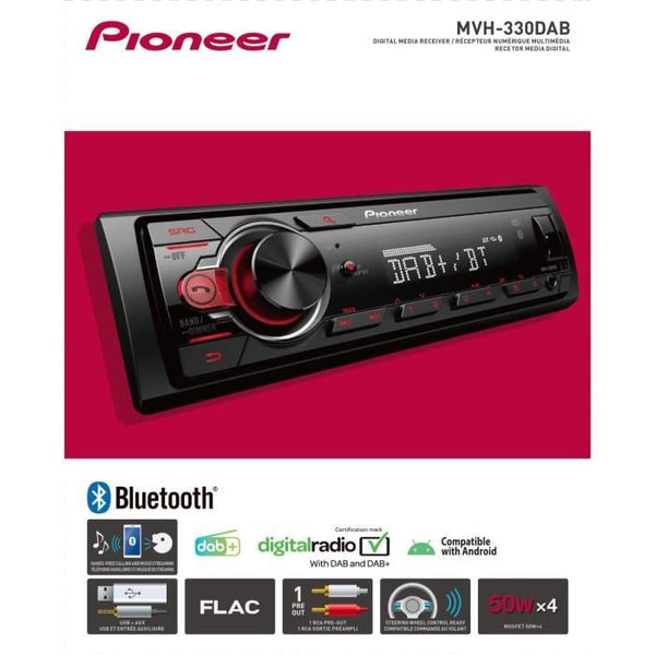 Car radio - Pioneer - MVH-330DAB - USB - DAB+ - AUX - Bluetooth