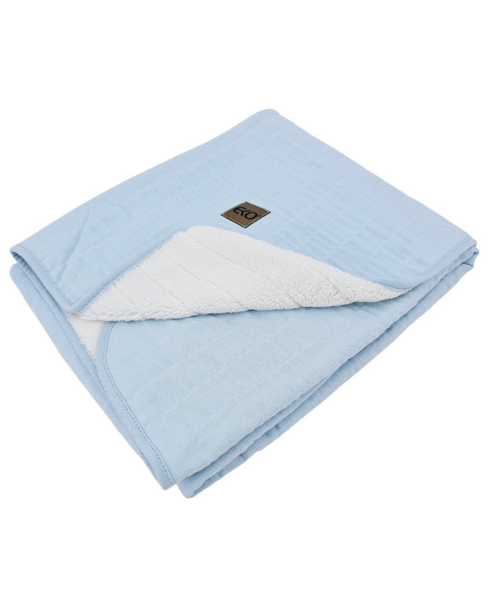 Blue Fur Quilted Muslin Blanket