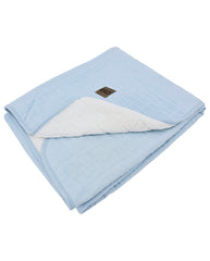Blue Fur Quilted Muslin Blanket