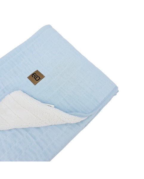 Blue Fur Quilted Muslin Blanket