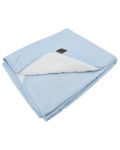 Blue Fur Quilted Muslin Blanket