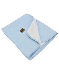 Blue Fur Quilted Muslin Blanket