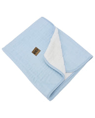 Blue Fur Quilted Muslin Blanket