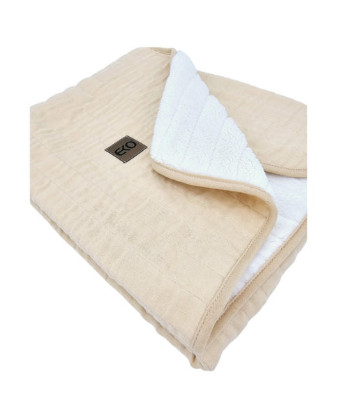 Couverture en mousseline matelassée en fourrure, couleur Latte