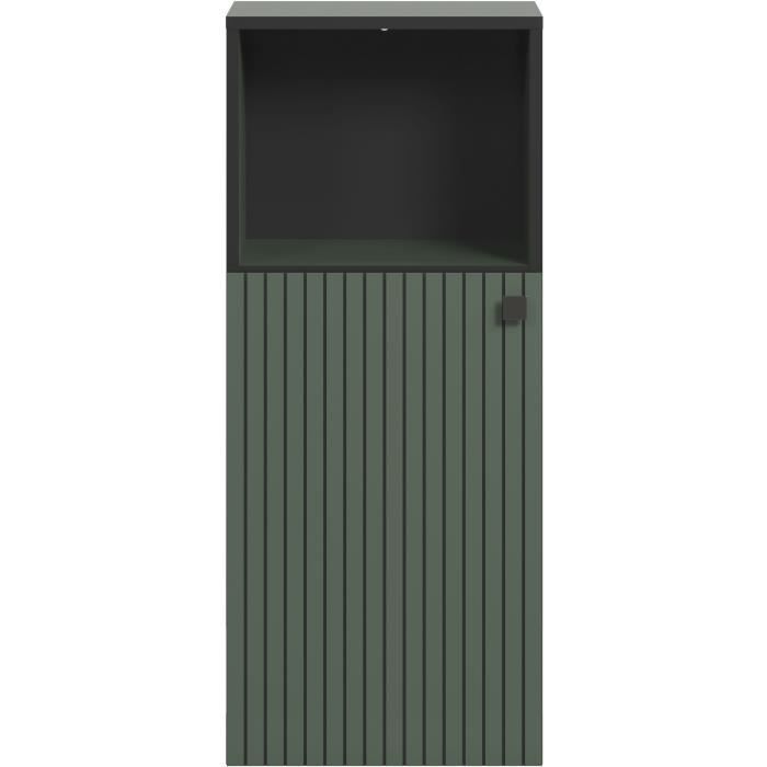 Badkameropbergmeubel - Saliegroen en zwart - L40 x H95 x D31 cm - PURE BLISS