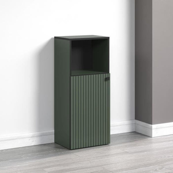 Badkameropbergmeubel - Saliegroen en zwart - L40 x H95 x D31 cm - PURE BLISS