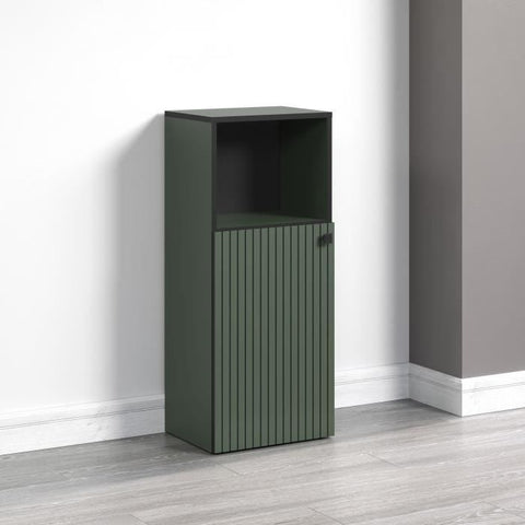 Bathroom storage unit - Sage green and black finish - L40 x H95 x D31 cm - PURE BLISS