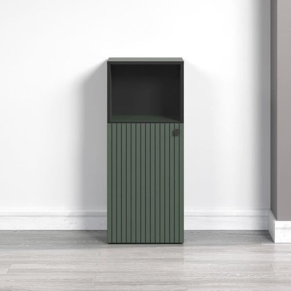 Badkameropbergmeubel - Saliegroen en zwart - L40 x H95 x D31 cm - PURE BLISS