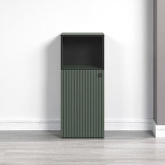 Badkameropbergmeubel - Saliegroen en zwart - L40 x H95 x D31 cm - PURE BLISS