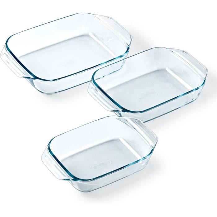 Set van 3 ovenschalen - PYREX - Glas - Rechthoekig - Irresistible - 20-25-28 cm