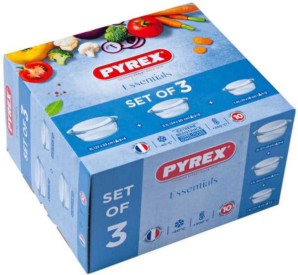 Essentials Round Bowl with Lid Set of 3 Pieces