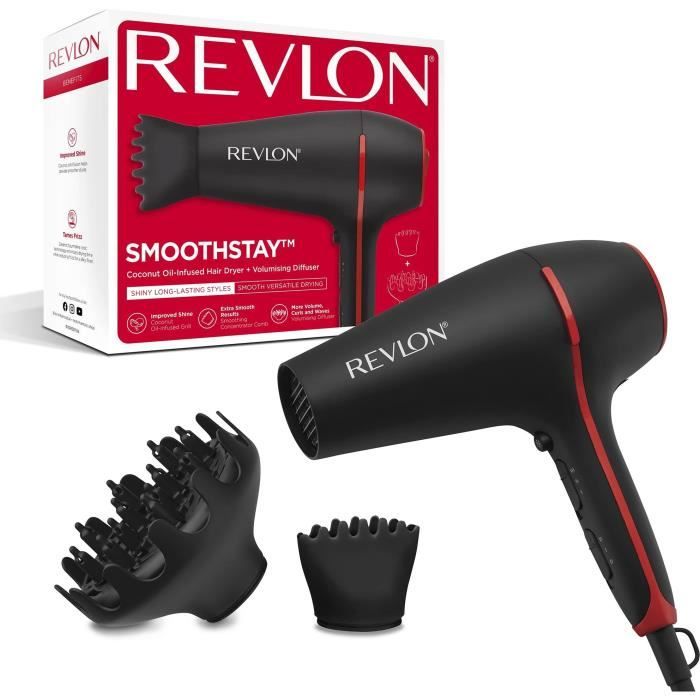 SmoothS SmoothStay Revlon RVDR5317 - Infused with coconut oil + volumizing diffuser