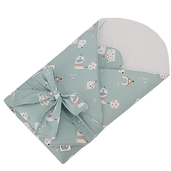Printed Cotton Swaddle Blanket with Coconut Dogs