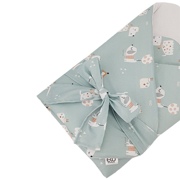 Printed Cotton Swaddle Blanket with Coconut Dogs