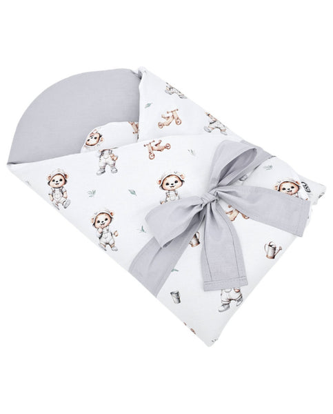 Printed cotton  swaddle blanket cone with coconut GARDENER BEAR