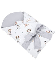 Printed cotton  swaddle blanket cone with coconut GARDENER BEAR