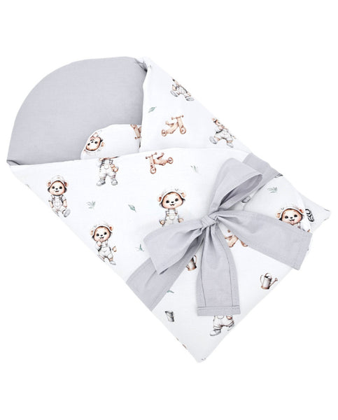 Printed cotton  swaddle blanket cone with coconut GARDENER BEAR