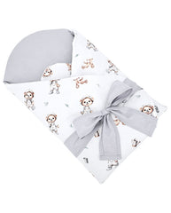 Printed cotton  swaddle blanket cone with coconut GARDENER BEAR