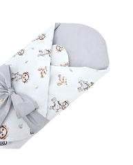 Printed cotton  swaddle blanket cone with coconut GARDENER BEAR