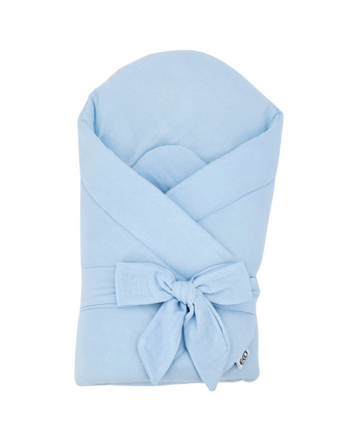 Couverture d'emmaillotage en mousseline BLEUE