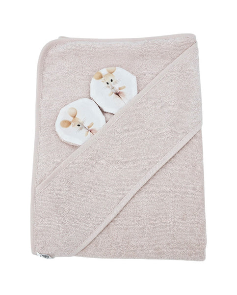 Bamboo bath cover Ballerina Mouse / Rose Pink