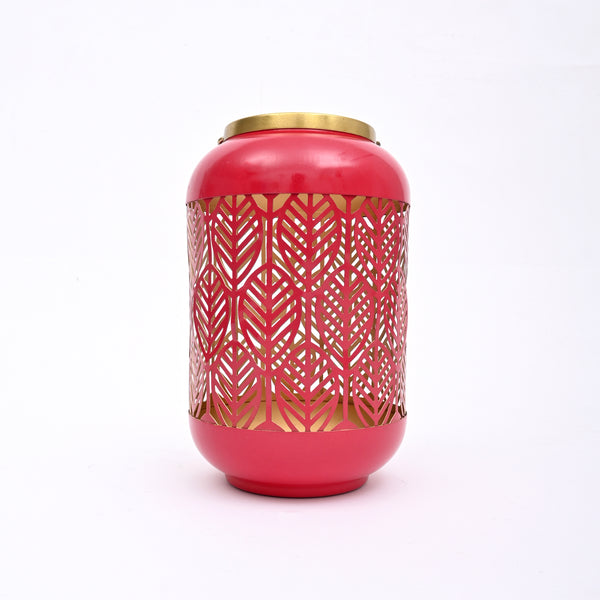 Round Metal Lantern with Scroll Cut-Outs – Decorative Candle Holder