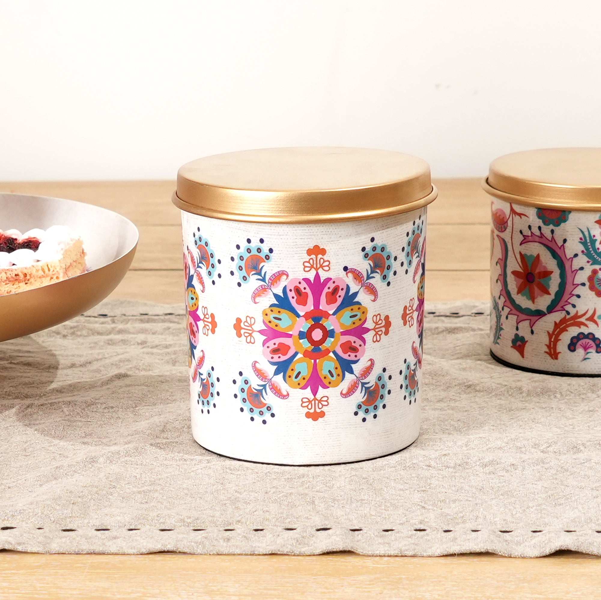 Grande boîte ronde en émail avec couvercle – Pot de rangement pour la cuisine et la maison