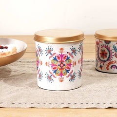 Grande boîte ronde en émail avec couvercle – Pot de rangement pour la cuisine et la maison
