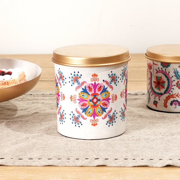 Grande boîte ronde en émail avec couvercle – Pot de rangement pour la cuisine et la maison