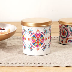 Grande boîte ronde en émail avec couvercle – Pot de rangement pour la cuisine et la maison