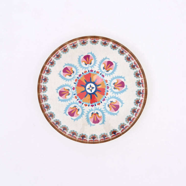 Round Enamel Metal Tray – Decorative Serving Platter for Home & Kitchen