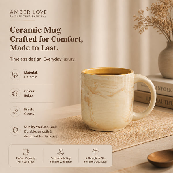 Handcrafted Amber Love Ceramic Coffee & Tea Mug