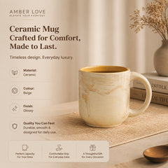 Handcrafted Amber Love Ceramic Coffee & Tea Mug