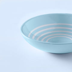 Handcrafted Durable Ceramic Cereal Bowl with Blue Stripes