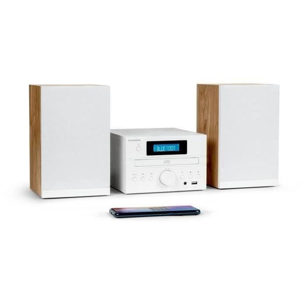Microsystem - THOMSON - COSY MIC121BT - CD player, Bluetooth, FM radio, MP3, USB - Wood and White