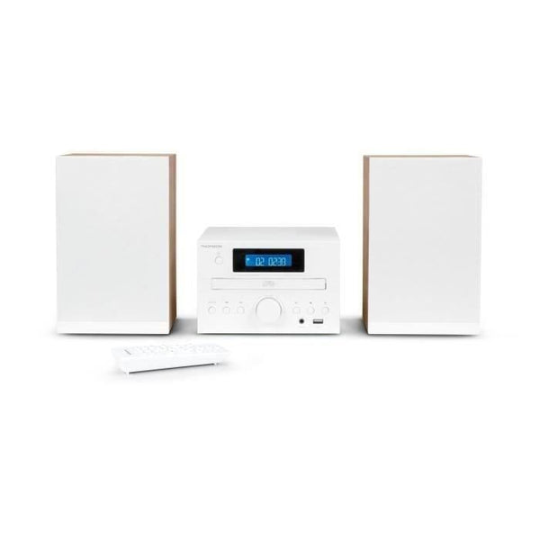 Microsystem - THOMSON - COSY MIC121BT - CD player, Bluetooth, FM radio, MP3, USB - Wood and White