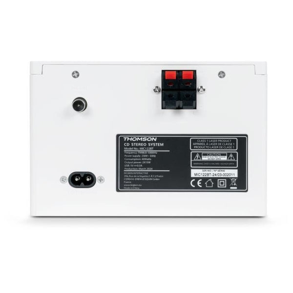 Microsystem - THOMSON - COSY MIC121BT - CD player, Bluetooth, FM radio, MP3, USB - Wood and White