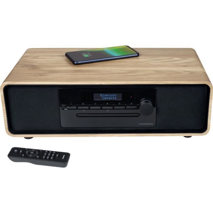 Bluetooth microsystem - THOMSON - Wood/Black - FM Radio/DAB+/CD/MP3/USB/Induction, 75W, LCD display, Remote control, Power supply. 230V
