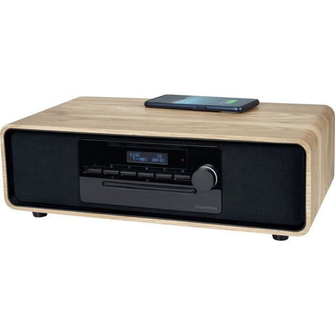Bluetooth microsystem - THOMSON - Wood/Black - FM Radio/DAB+/CD/MP3/USB/Induction, 75W, LCD display, Remote control, Power supply. 230V