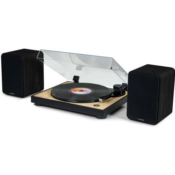 THOMSON WS600DUO - Set of 2 speakers with wooden case - 100W - Bluetooth 5.0 - 2 RCA outputs - Black