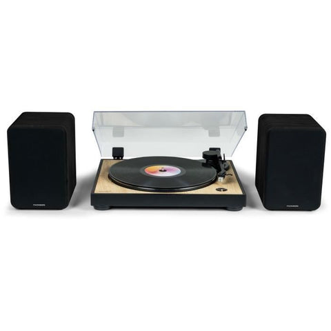 THOMSON WS600DUO - Set of 2 speakers with wooden case - 100W - Bluetooth 5.0 - 2 RCA outputs - Black