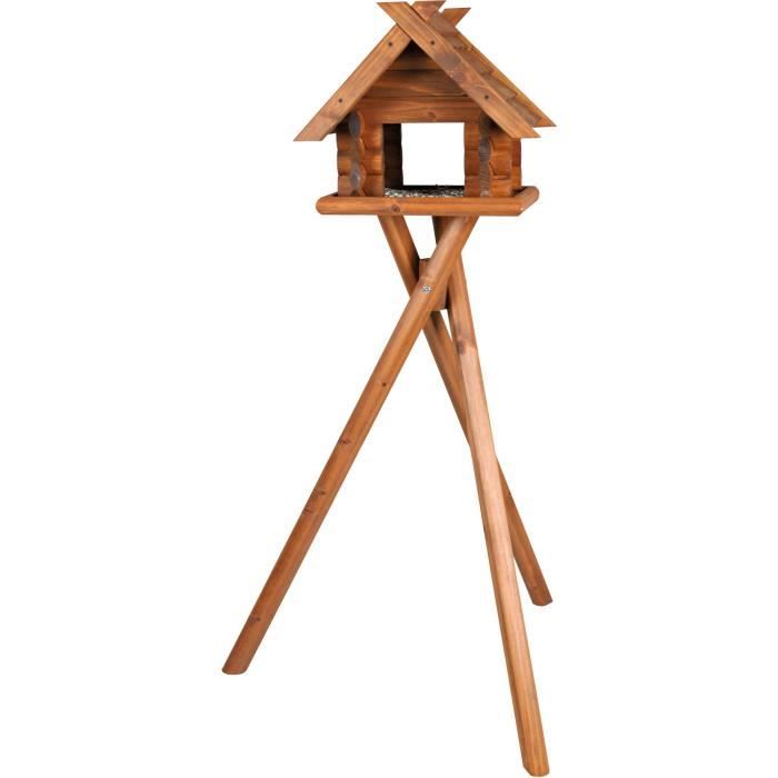 TRIXIE Bird block feeder with base made of natural pine - 47 x 40 x 36 cm / 1.40 m - Brown - For birds