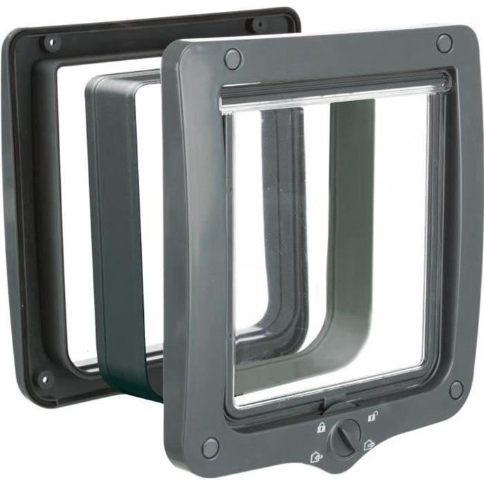 Trappe pour chat TRIXIE XXL avec 4 options de fermeture et tunnel, gris