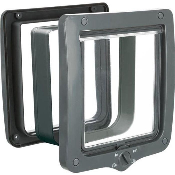 Trappe pour chat TRIXIE XXL avec 4 options de fermeture et tunnel, gris