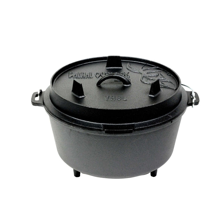 Dutch Oven Cast Iron with Legs Outdoor 8 Liter