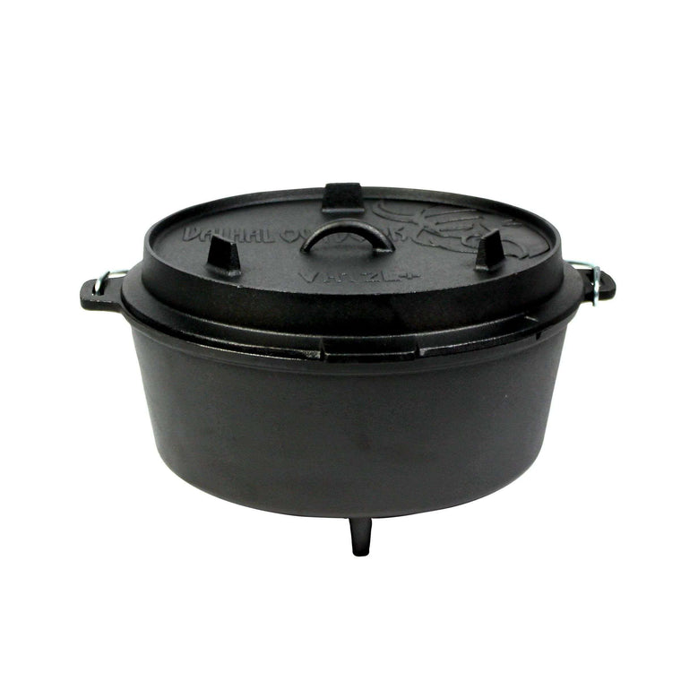 Dutch Oven Cast Iron with Legs Outdoor 12 Liters