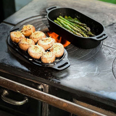 Oval Cast Iron Dutch Oven with Grill Lid, 1 Liter