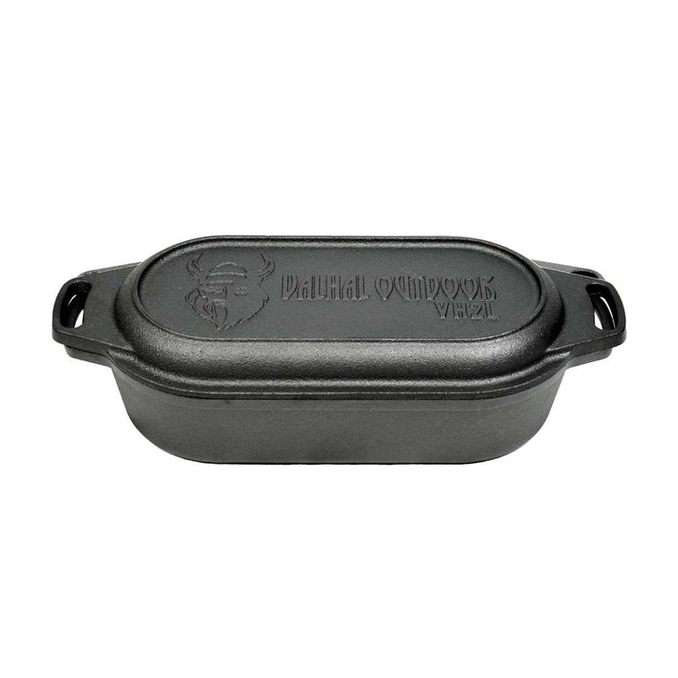 2-Liter Oval Cast Iron Dutch Oven with Grill Lid